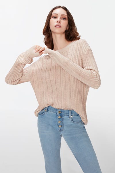 CABLE SWEATER DYED COTTON BLOSSOM