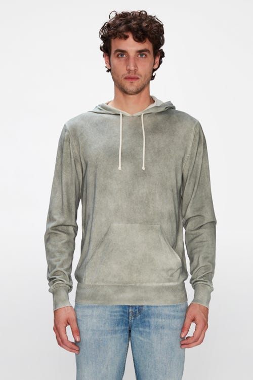 HOODIE COTTON KNIT TREATED THYME