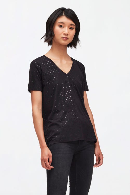  SEQUINED TEE COTTON MODAL BLACK 