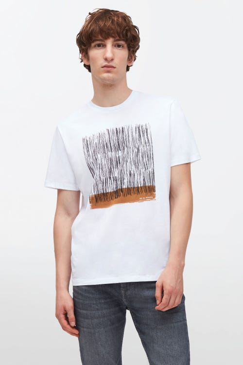  GRAPHIC TEE ABSTRACT BRUSH COTTON WHITE 